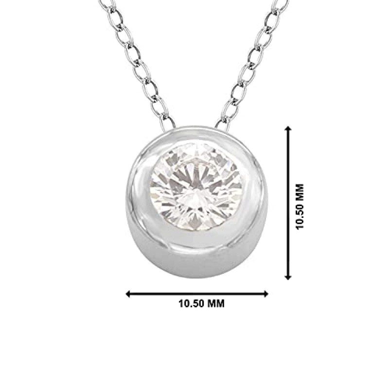 2.50~3.50CT. T.W. 라운드 컷 베젤 세트 솔리테어 다이아몬드 펜던트 목걸이 솔리드 14K 화이트/옐로우/로즈 골드 도금 925 스털링 실버 큐빅 지르코니아 여성용 Jenelia Jewelers(18