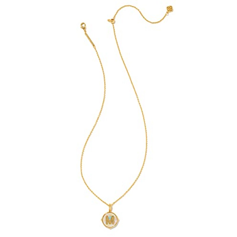 Kendra Scott 14k 금도금 황동 문자 A-Z 디스크 가역 펜던트 목걸이, 여성용 패션 주얼리