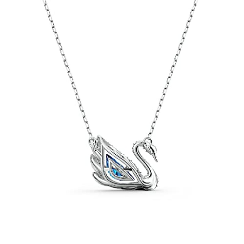 SWAROVSKI Dancing Swan 목걸이 주얼리 컬렉션, 로듐 마감, 블루 크리스털, 클리어 크리스털