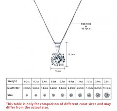 1/2-3.00 CT 다이아몬드, 14k 화이트 골드 4 프롱 세트 라운드 컷 랩 그로운 다이아몬드 솔리테어 스터드 펜던트 목걸이(J, VS-SI) 여성용 주얼리