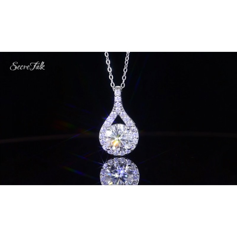 SecreTalk 3CT Moissanite 펜던트 목걸이 18K 화이트 골드 도금 실버 D 컬러 정품 인증서가 있는 여성을 위한 이상적인 컷 다이아몬드 목걸이