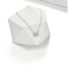 여성용 FENCCI 14K 리얼 골드 Moissanite 목걸이, 클래식 4구 세트 라운드 컷 Moissanite 솔리테어 시뮬레이션 다이아몬드 초커 목걸이 쥬얼리 선물, 0.5ct-2ct, 16+2 인치로 제공