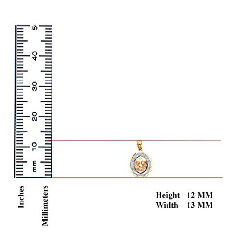 TGDJ 14k 3색 골드 종교 세례 펜던트, 1.5mm 발렌티노 다이아몬드 컷 체인 목걸이