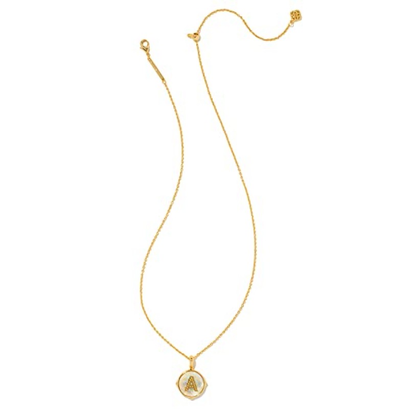 Kendra Scott 14k 금도금 황동 문자 A-Z 디스크 가역 펜던트 목걸이, 여성용 패션 주얼리