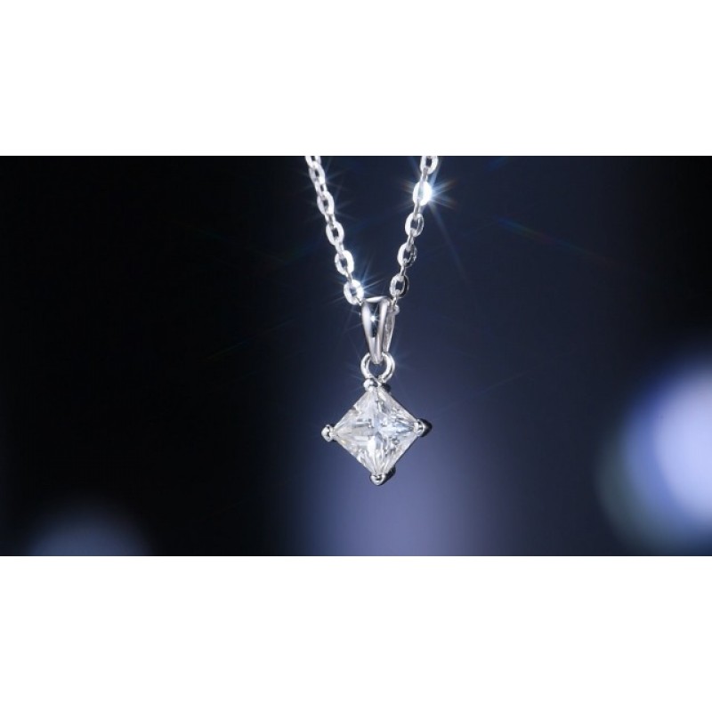 여성용 SecreTalk Moissanite 펜던트 목걸이, 1CT D-F 컬러 아이디얼 컷 925 스털링 실버 솔리테어 다이아몬드 목걸이, 정품 인증서 포함