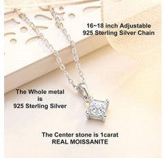 여성용 SecreTalk Moissanite 펜던트 목걸이, 1CT D-F 컬러 아이디얼 컷 925 스털링 실버 솔리테어 다이아몬드 목걸이, 정품 인증서 포함