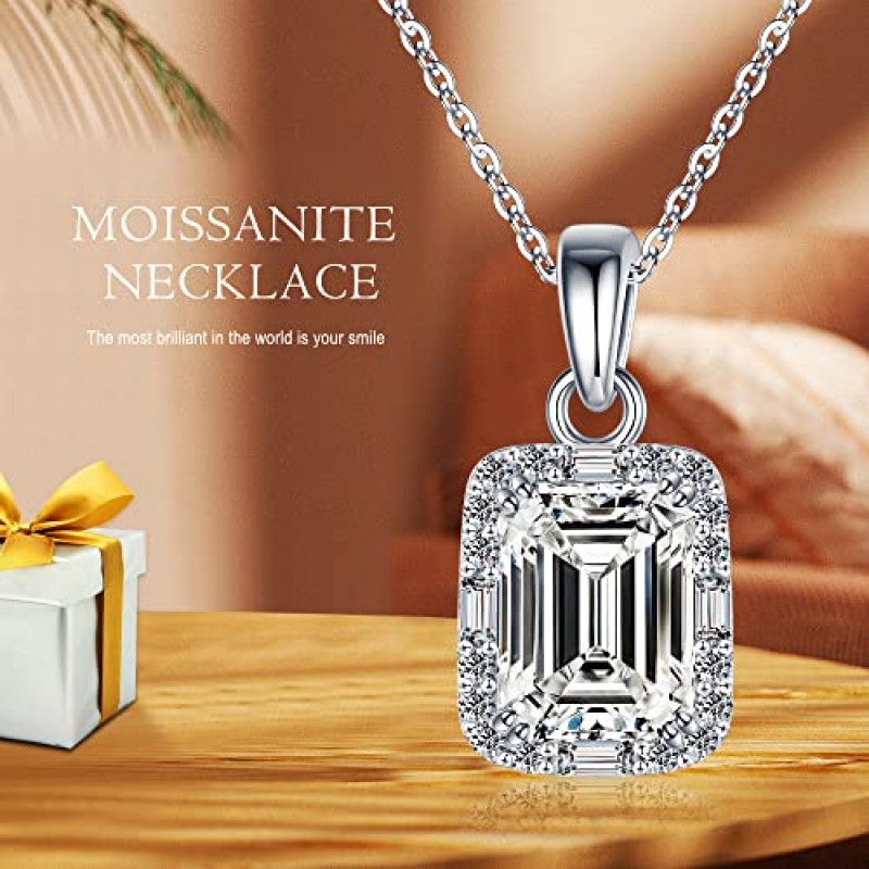 여성용 1-1.2ct Moissanite 헤일로 목걸이, 브릴리언트 D 컬러 VVS1 Clarity 브릴리언트 컷 랩 제작 다이아몬드 목걸이 18K 화이트 옐로우 로즈 골드 Vermeil Moissanite 펜던트 목걸이 여성용 엄마 아내