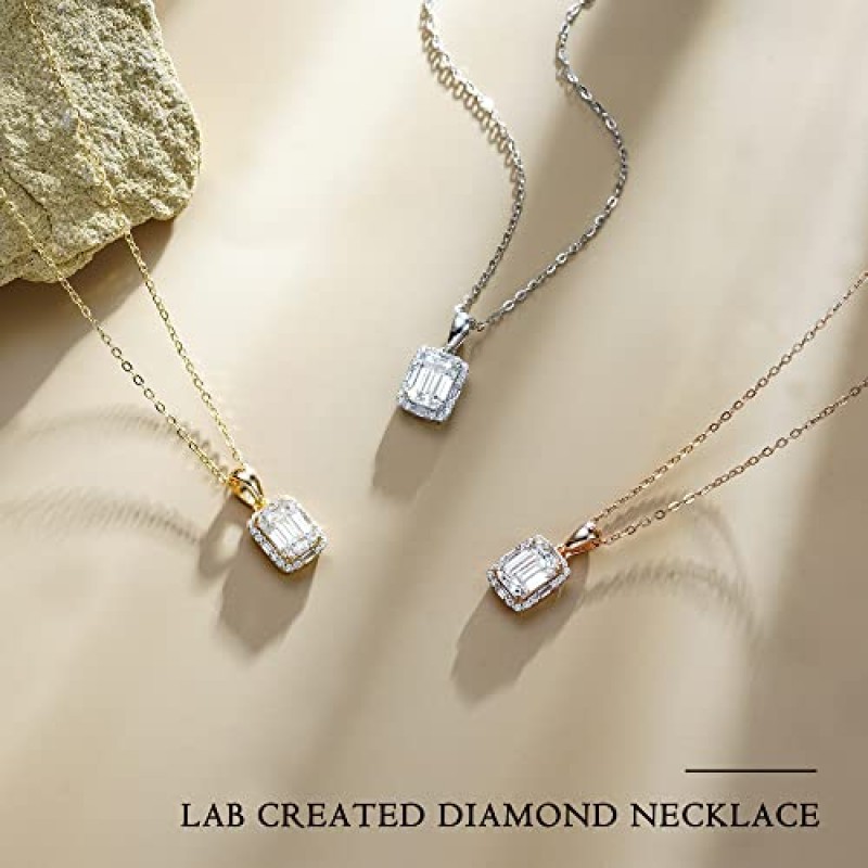 여성용 1-1.2ct Moissanite 헤일로 목걸이, 브릴리언트 D 컬러 VVS1 Clarity 브릴리언트 컷 랩 제작 다이아몬드 목걸이 18K 화이트 옐로우 로즈 골드 Vermeil Moissanite 펜던트 목걸이 여성용 엄마 아내