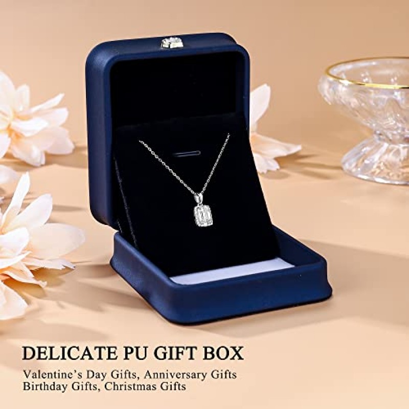 여성용 1-1.2ct Moissanite 헤일로 목걸이, 브릴리언트 D 컬러 VVS1 Clarity 브릴리언트 컷 랩 제작 다이아몬드 목걸이 18K 화이트 옐로우 로즈 골드 Vermeil Moissanite 펜던트 목걸이 여성용 엄마 아내