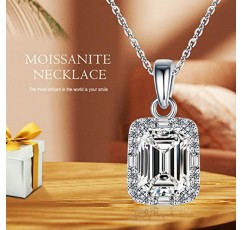 여성용 1-1.2ct Moissanite 헤일로 목걸이, 브릴리언트 D 컬러 VVS1 Clarity 브릴리언트 컷 랩 제작 다이아몬드 목걸이 18K 화이트 옐로우 로즈 골드 Vermeil Moissanite 펜던트 목걸이 여성용 엄마 아내