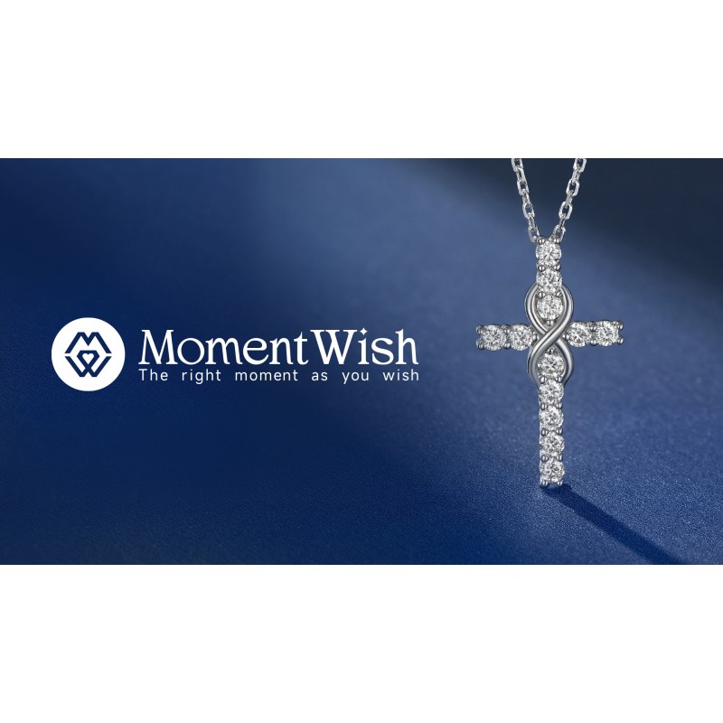 MomentWish 크로스 목걸이 실버, 여성 남성을위한 기독교 선물, 그를위한 Moissanite 목걸이, 925 스털링 실버 크로스 목걸이 생일 아버지 날 크리스마스 선물