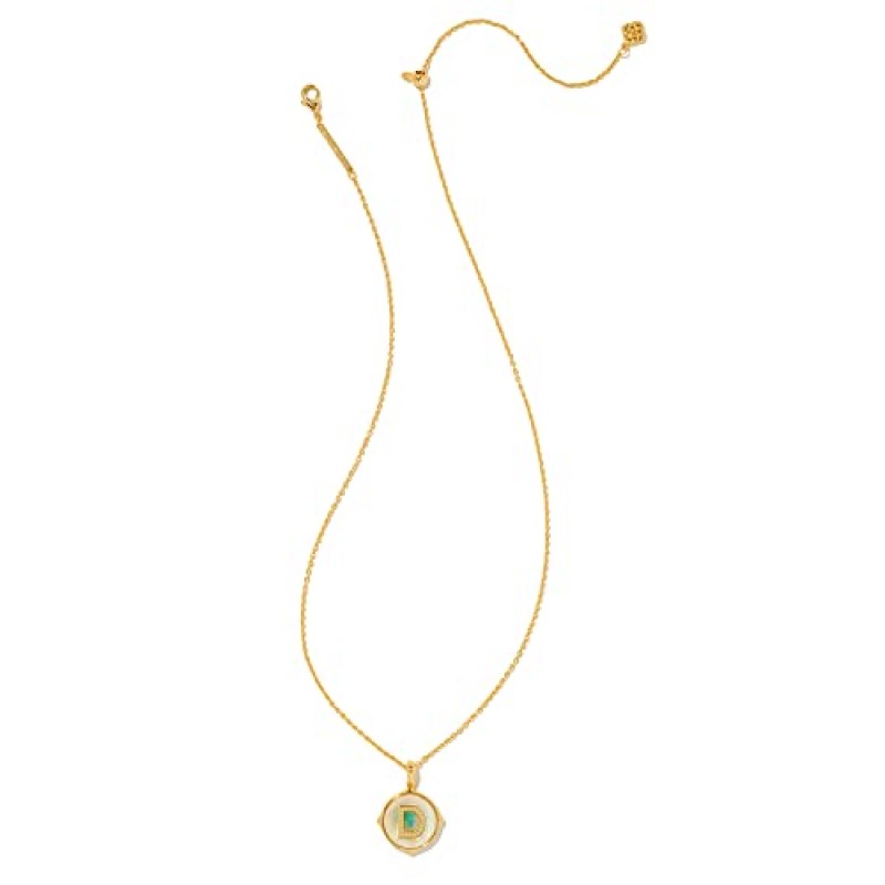 Kendra Scott 14k 금도금 황동 문자 A-Z 디스크 가역 펜던트 목걸이, 여성용 패션 주얼리