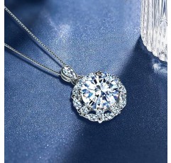 Moissanite 펜던트 목걸이 5CT 18K 화이트 골드 도금 실버 목걸이 Moissanite 다이아몬드 D 컬러 여성을위한 이상적인 컷 다이아몬드 목걸이 여성을위한 선물 엄마 여자 친구