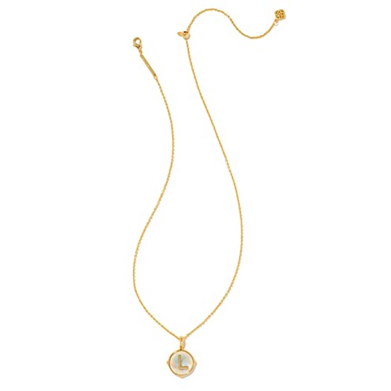 Kendra Scott 14k 금도금 황동 문자 A-Z 디스크 가역 펜던트 목걸이, 여성용 패션 주얼리