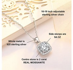 SecreTalk 2CT Moissanite 펜던트 목걸이 18K 화이트 골드 도금 실버 D 컬러 정품 인증서가 있는 여성을 위한 이상적인 컷 다이아몬드 목걸이