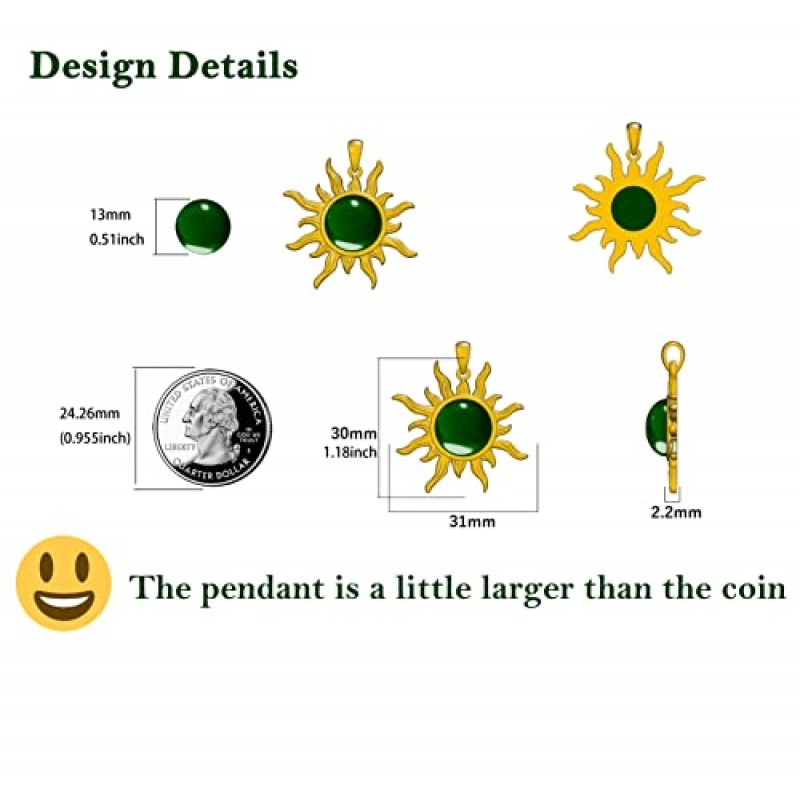 DOLIOX 태양 청록색 펜던트 목걸이, 925 스털링 실버 정품 보석 여성을위한 서양 보석 선물