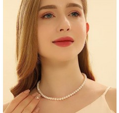 여성을 위한 Pearl Vibe AAA+ 품질 담수 진주 목걸이 | 6.5-7mm 라운드 화이트 진주, 925 스털링 실버 체인 - 18인치 단일 가닥 진주 목걸이