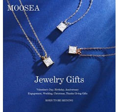 MOOSEA 여성용 1ct Moissanite 목걸이, 프린세스 컷 D 컬러 VVS1 Clarity Lab 제작 다이아몬드 목걸이 14K 화이트 옐로우 로즈 골드 Vermeil 클래식 Moissanite 펜던트 목걸이 여성용 보석 선물