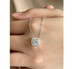 IMOLOVE Moissanite 솔리테어 펜던트 목걸이 여성용 스털링 실버 18K 화이트 골드 도금 1 캐럿 D 컬러 VVS1 Clarity Mossanite Jewelry for Girls