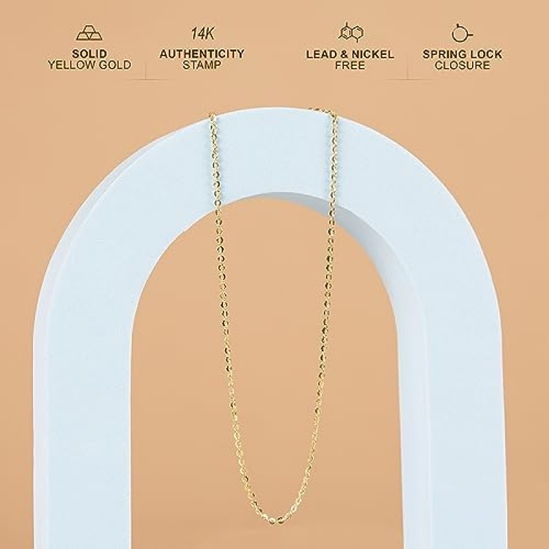 PORI JEWELERS 14K 옐로우 골드 1.8MM 다이아몬드 컷 앵커/케이블 체인 목걸이 - 노란색으로 제공, 14