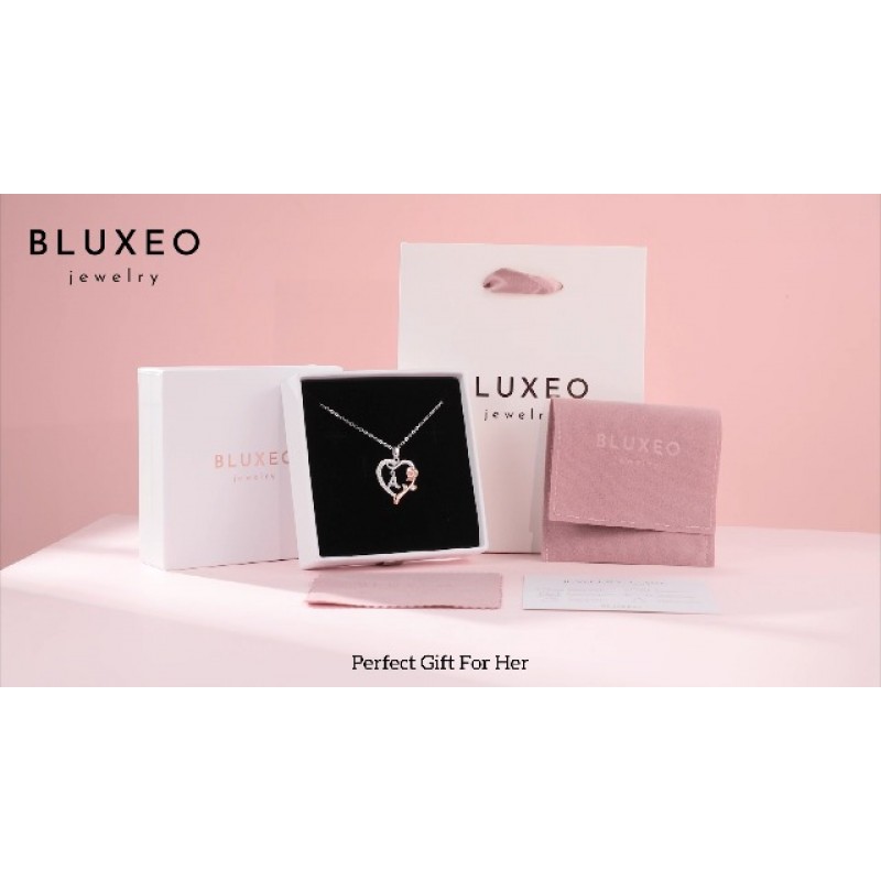 Bluxeo 여성을위한 초기 하트 목걸이 아내를위한 선물 생일 선물 로즈 골드 목걸이 925 스털링 실버 펜던트 어머니 딸 여자 친구를위한 발렌타인 데이 기념일 졸업 선물