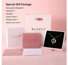 Bluxeo 여성을위한 초기 하트 목걸이 아내를위한 선물 생일 선물 로즈 골드 목걸이 925 스털링 실버 펜던트 어머니 딸 여자 친구를위한 발렌타인 데이 기념일 졸업 선물