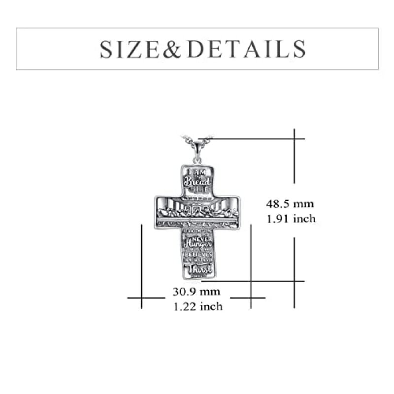 YFN 크로스 목걸이 스털링 실버 종교 크로스 펜던트 기독교 보석 선물 여성 남성을위한