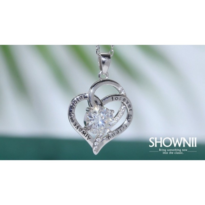 SHOWNII Moissanite 다이아몬드 하트 목걸이 925 스털링 실버 18K 화이트 골드 체인 펜던트 목걸이 1ct/2ct 크리스마스 결혼 기념일 생일 발렌타인 데이 선물 여성용 여자 친구 쥬얼리 18 인치