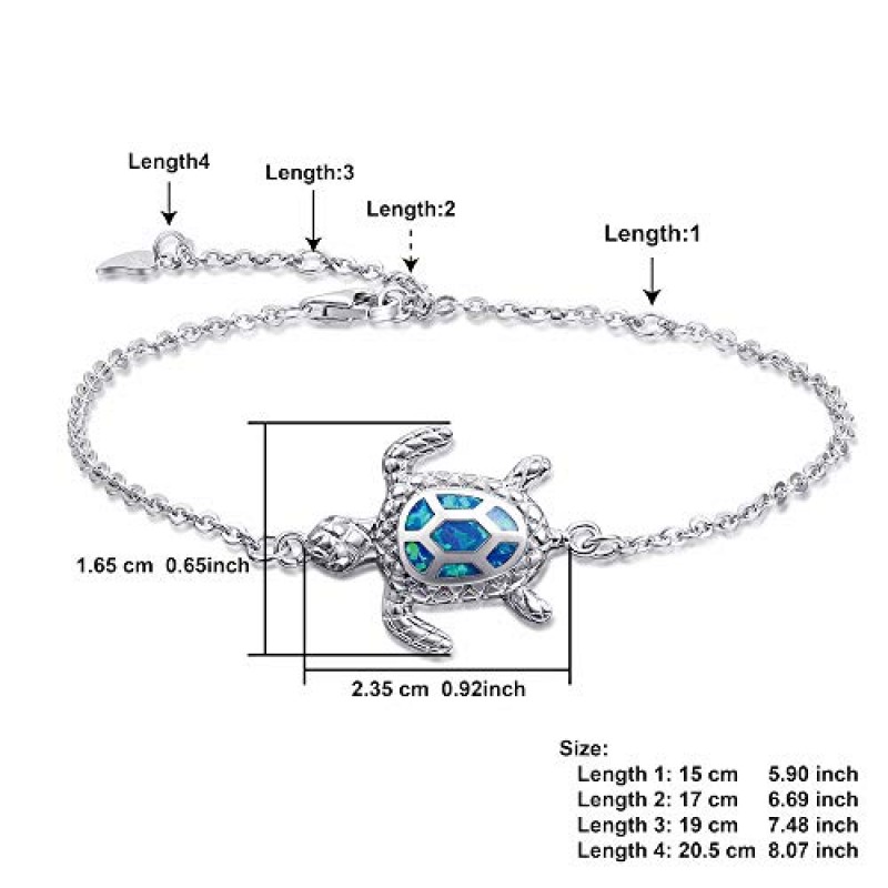 OneSight 블루 오팔 바다 거북 팔찌 스털링 실버 팔찌 여성을위한 고급 보석 선물 새 버전 4 레벨 조절 팔찌