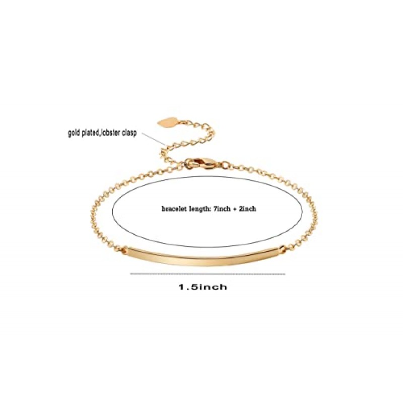 여성을위한 우아한 골드 바 팔찌 간단한 섬세한 얇은 팔목 팔찌 후크 팔찌 18K 골드 도금 수제 미니멀리스트 쥬얼리