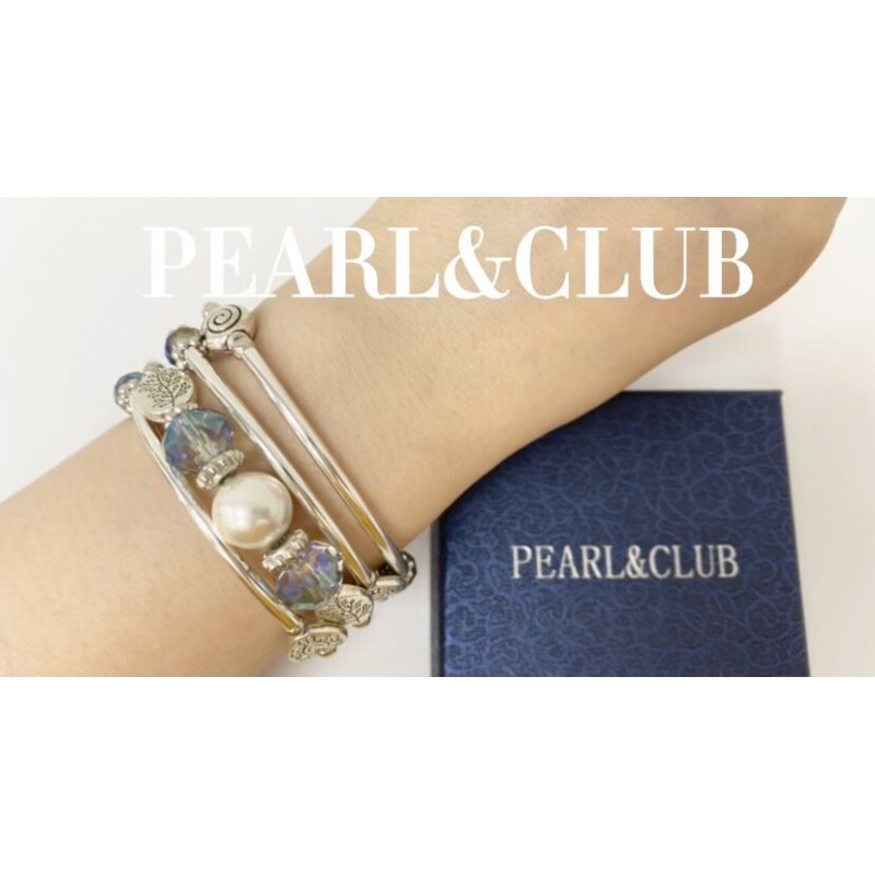 PEARL&CLUB 비즈 크리스탈 랩 팔찌 팔찌 - 패션 주얼리 실버 메탈 비즈 팔찌, 여성을 위한 선물