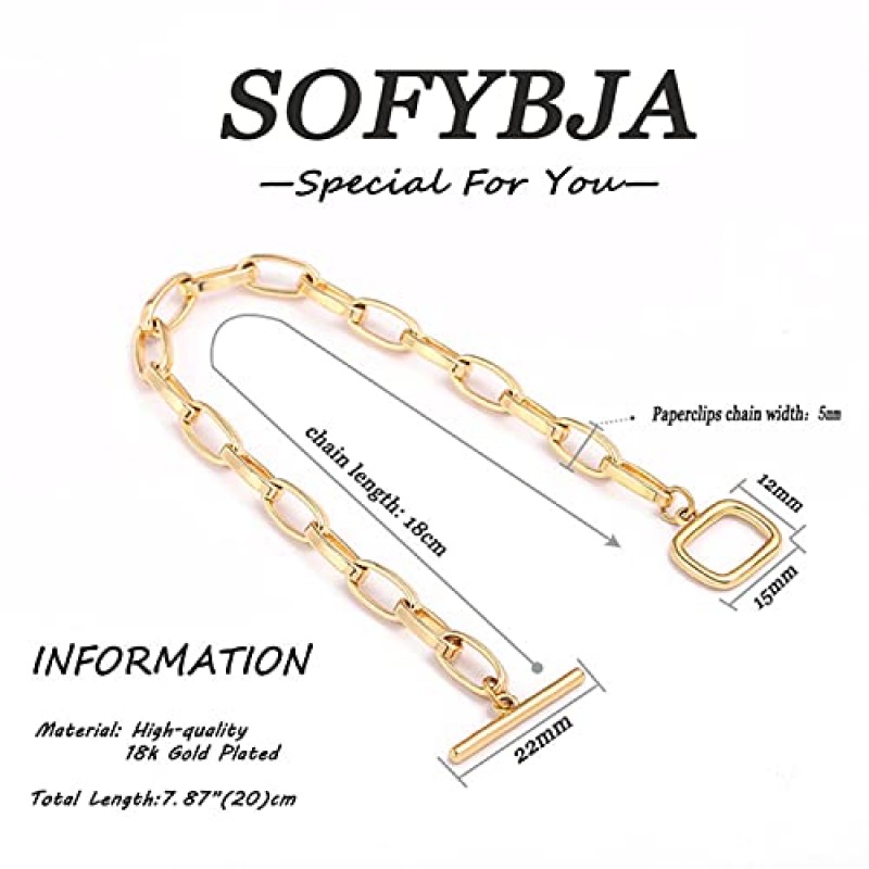 SOFYBJA 18k 골드 도금 맞춤형 Chunky 쿠바 타원형 링크 체인 팔찌 남성용 토글 로프 팔찌 쥬얼리 여성용