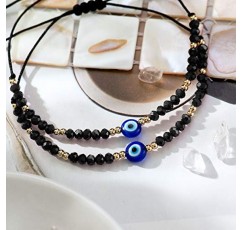 Tarsus Dainty Evil Eye 파란색 팔찌 여성 남성을위한 조절 가능한 문자열 부적