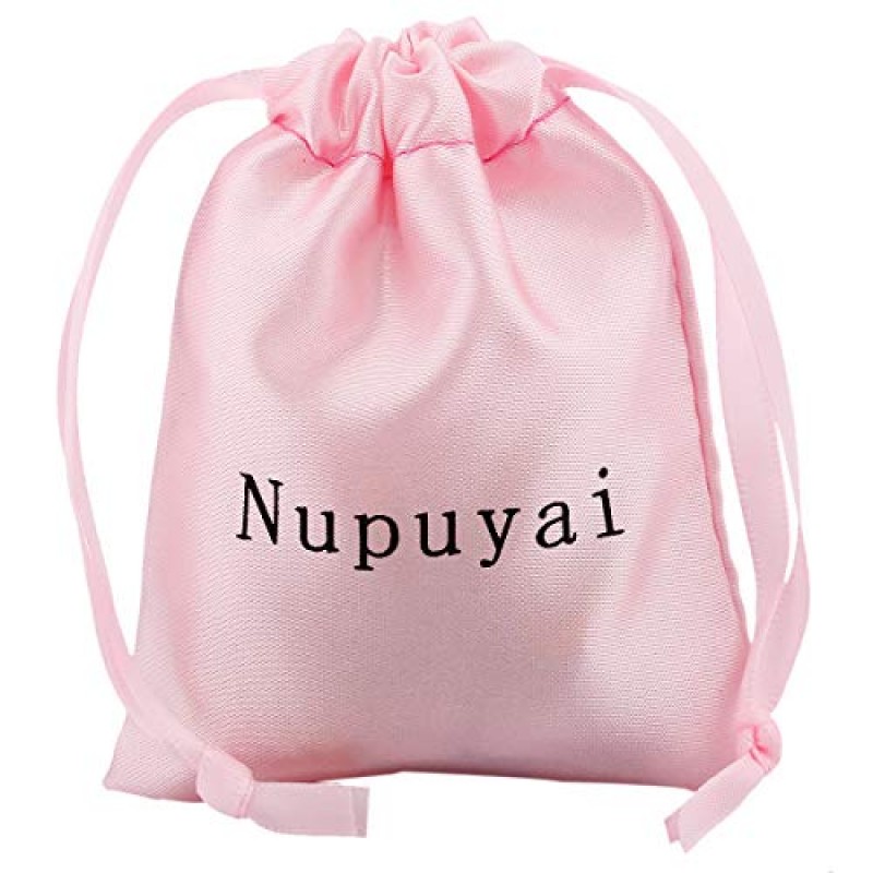 Nupuyai 남녀공용 8MM 스트레치 팔찌, 댕글 하트 참이 있는 힐링 스톤 팔찌 7