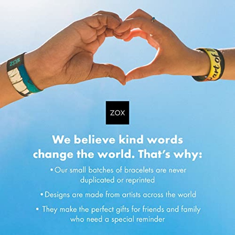 ZOX 영감 및 동기 부여 팔찌 - 재활용 플라스틱으로 만든 긍정적인 확언을 담은 양면 스트레치 팔찌 - 남성, 여성 및 어린이를 위한 격려 선물