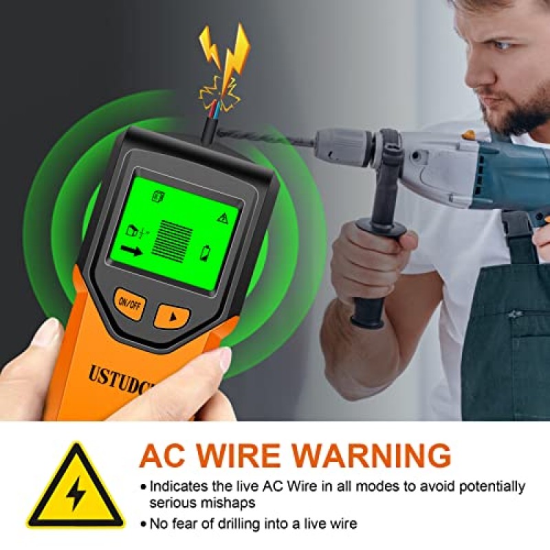 스터드 파인더 - 5 in 1 전자 스터드 파인더 벽 스캐너, 디지털 LCD 디스플레이가 장착된 스터드 센서 및 지능형 마이크로프로세서 칩, 빔 파인더 목재 AC 와이어 금속 스터드 장선 파이프용 벽 감지기