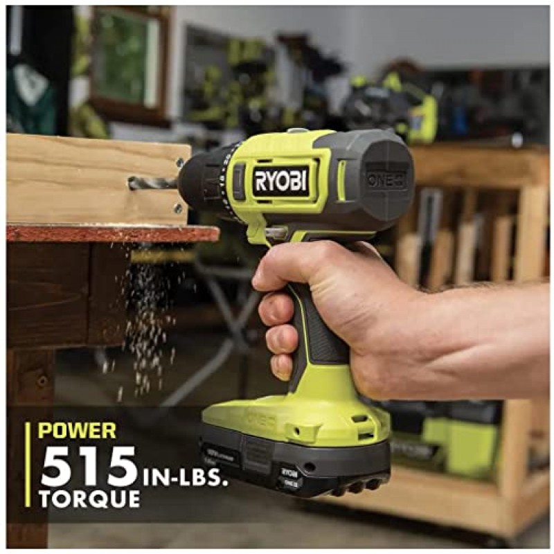 RYOBI ONE+ 18V 무선 1/2인치 드릴/드라이버(공구 전용) PCL206B 검정색 녹색