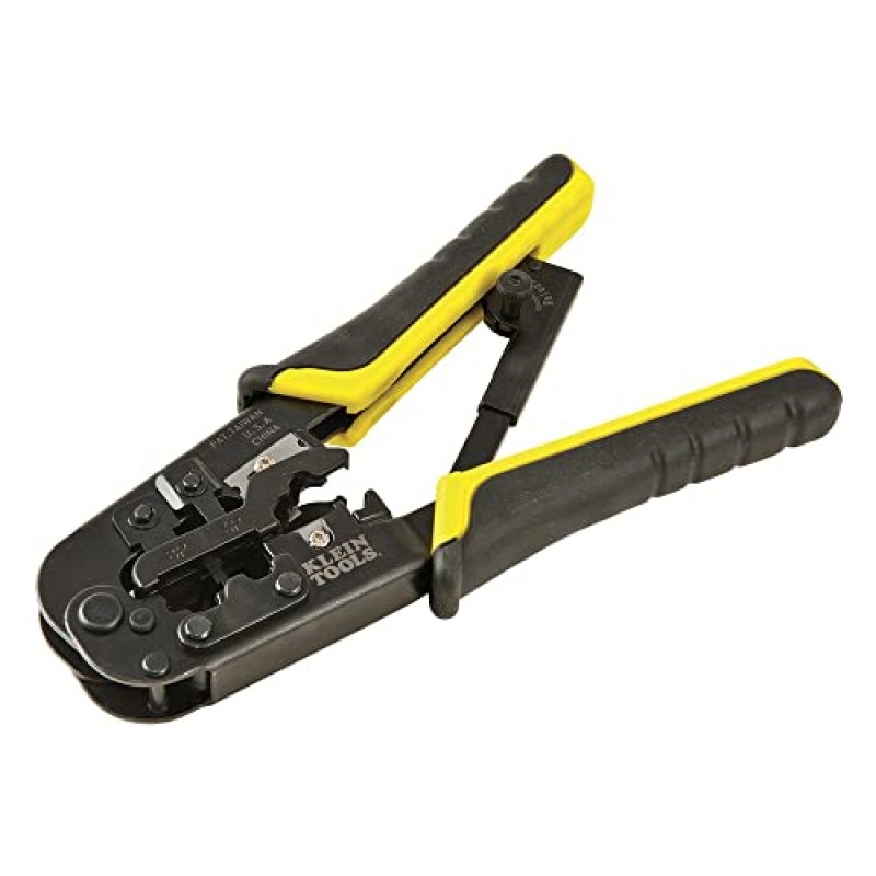 Klein Tools VDV226-011-SEN 크림퍼, 올인원 래칫팅 모듈형 데이터 케이블 크림퍼/와이어 스트리퍼/와이어 커터, RJ45, CAT5e, CAT6, CAT6A용