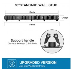 IMILLET 빗자루 및 걸레 홀더 벽 장착형, 빗자루 홀더 스테인레스 스틸 빗자루 정리함 헤비 듀티 도구 정리함 가정용 세탁실용 자체 접착 걸레 홀더 차고 정원(랙 4개 및 후크 5개)