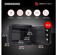 Sentry Safe 홈 안전, 방화, 방수, 디지털 키패드, 오버라이드 키 및 조정 가능한 트레이 포함, FPW082HSB, 0.81 cu ft