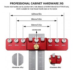 캐비닛 하드웨어 지그, PAZZOPA 조정 가능한 캐비닛 핸들 템플릿 도구 은못 지그, 알루미늄 합금 펀치 로케이터 도어 서랍 캐비닛 손잡이, 핸들 및 당김용 목공 드릴 가이드