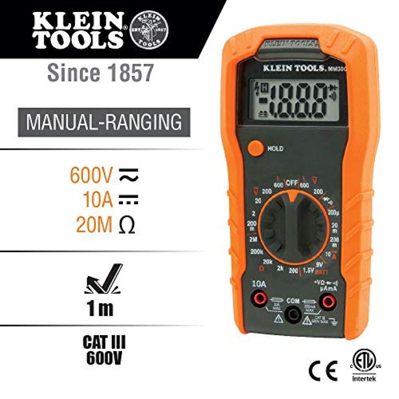 Klein Tools 69149P 전기 테스트 키트(디지털 멀티미터, 비접촉 전압 테스터 및 전기 콘센트 테스터, 리드 및 배터리 포함)