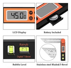 디지털 앵글 파인더 각도기 0-360도 T-베벨 게이지 및 목공, 금속 가공, 건설을 위한 수평 수직 버블 및 전체 LCD 디스플레이가 있는 각도기