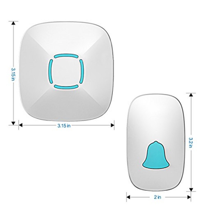 초인종, Lovin 제품 방수 무선 초인종 차임 키트(36개 차임 포함), 볼륨 조절 가능; 1000피트 작동, 가정용 사운드 LED 플래시 도어 벨 포함(수신기 1개 x 푸시 버튼 1개)
