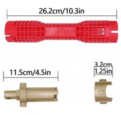 수도꼭지 및 싱크 설치기(8-in-1) 변기/싱크대/욕실/주방 배관 수리 설치용 다목적 렌치 배관 도구(빨간색)
