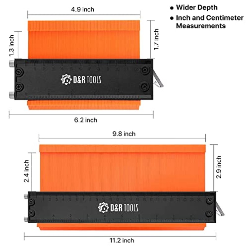 잠금 장치가 있는 윤곽 게이지 D&R 도구 모양 복제 게이지 도구 조정 가능한 잠금 장치와 나사가 있는 5인치 및 10인치 템플릿 도구 불규칙한 모양을 정확하게 복사하는 바닥재 윤곽 게이지 복사기