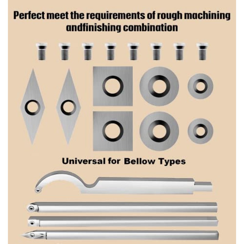 8Pcs 텅스텐 카바이드 커터 인서트 세트 목재 선반 터닝 도구, WenCrew 범용 카바이드 팁 팁 커터 도구 액세서리 (11mm 정사각형, 12mm 및 8.9mm 원형, 30x10mm 샤프 포인트 다이아몬드 포함)