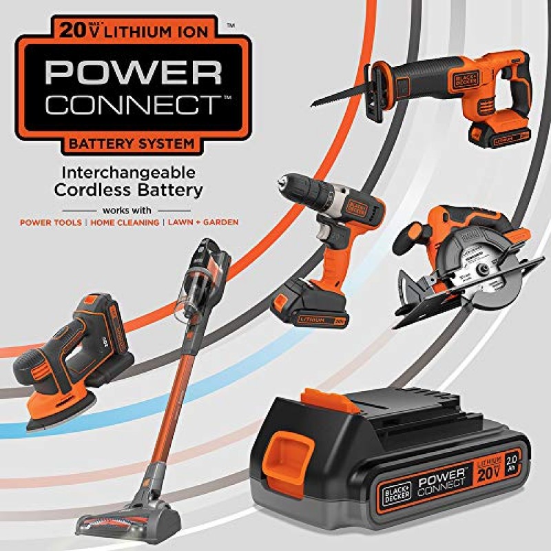 BLACK+DECKER 20V MAX 드릴 및 홈 도구 키트, 34피스(BDCD120VA), 오렌지