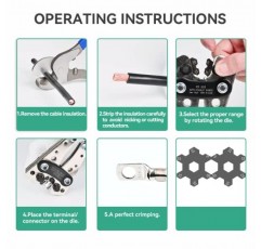 Gazoe 배터리 케이블 러그 압착 도구 10-1 AWG, 배터리 와이어 링 터미널용 헤비 듀티 와이어 크림퍼 - HX-50B