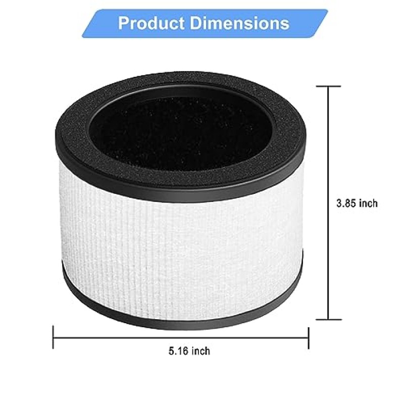 ToLife TZ-K1,AROEVE MK01 MK06 및 Kloudi 공기 청정기 DH-JH01,Intelabe EPI080/EP1080, Elechomes EPI081/EP1081, H13 프리미엄 True HEPA 필터, 3팩용 TZ-K1 H13 True HEPA 필터 교체